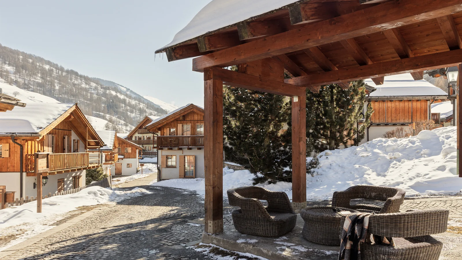 Chalés do Club Med Pragelato Sestriere no inverno