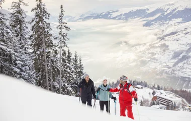 Pistas de diferentes níveis em Les Arcs vistas do alto