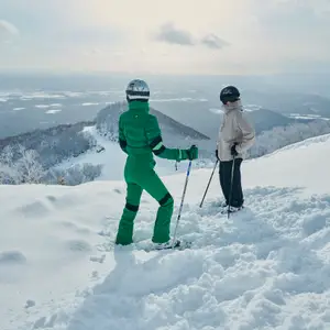 Dos personas con equipos de esquí.