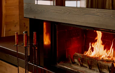 Cheminée dans un chalet