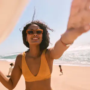 Woman having fun on the beach