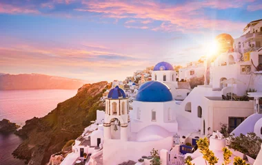 fira grèce paysage coucher de soleil