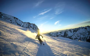 Skiing in a ski resort