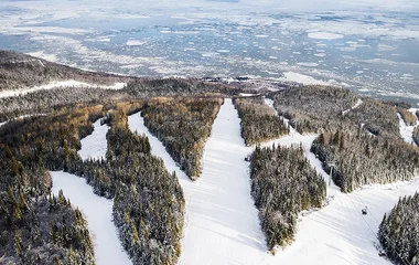 Vista das árvores de Le Massif de Charlevoix.