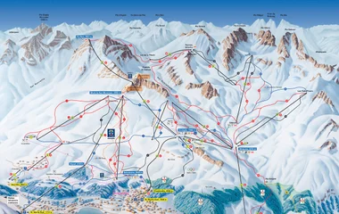 Mapa do domínio esquiável de Saint Moritz na Suíça