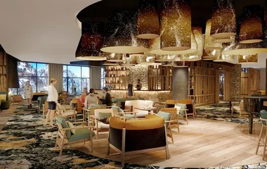 Vista de montanha de neve