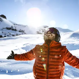 man enjoying the snow