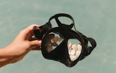 diving in crystal clear water