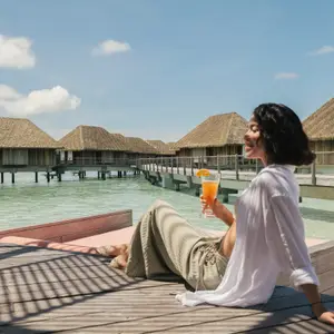 Woman on holiday in the Maldives