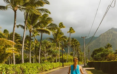 Cycling on a island road