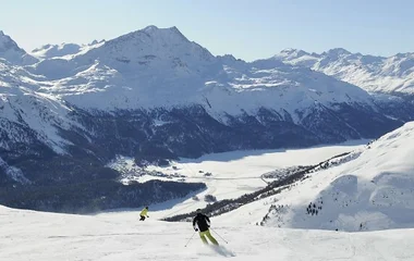 Embracing Winter's Thrill in the Majestic Swiss Alps.