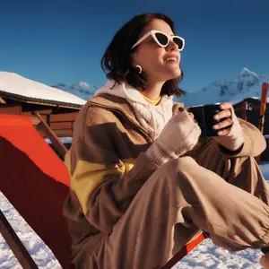 Woman on holiday at a ski resort
