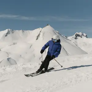 Woman skiing in the European Alps
