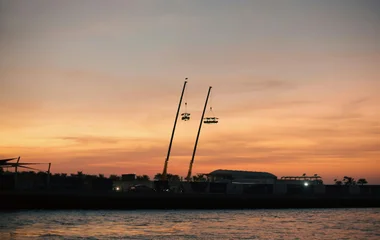 people having a dinner in the sky