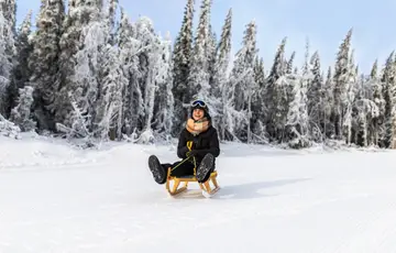 Tobogganing in the Charlevoix mountains