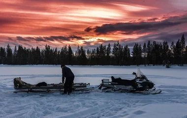Snowmobiling through Onatchiway