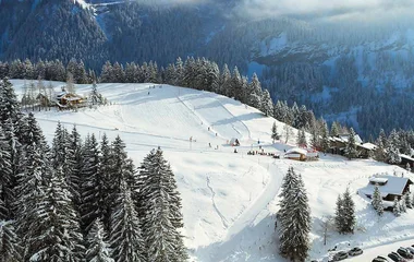 Snowy mountain in Villars, Switzerland