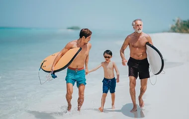 Multi-generation Family going surfing