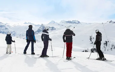 family skiing