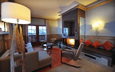 Cozy living room inside a chalet