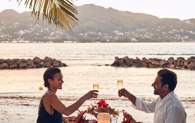 Dining on the beach in Seychelles