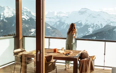 View of the Alps from a room