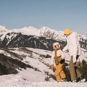 Kid and father in the Alps on holiday
