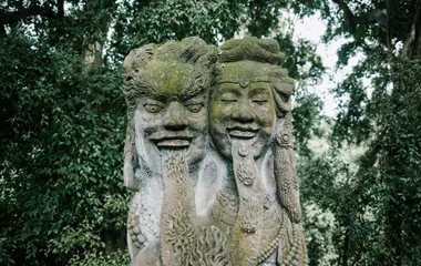 statues in the monkey forest, bali
