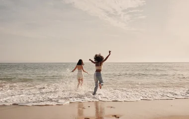 running in the sea