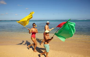 Famille sur une plage à l'Île Maurice