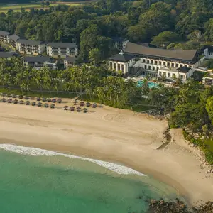 Resort by the beach on a tropical island