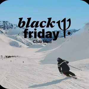 Man skiing on the slopes in the Alps