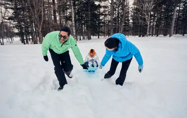 Family on ski holidays