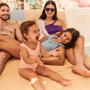 family on holiday with a baby