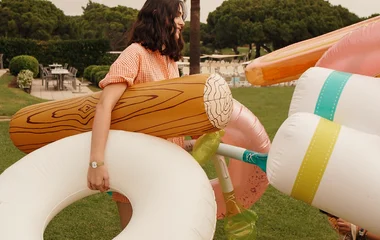 Teens going to the beach in Portugal