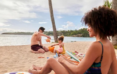 Familia en la playa.