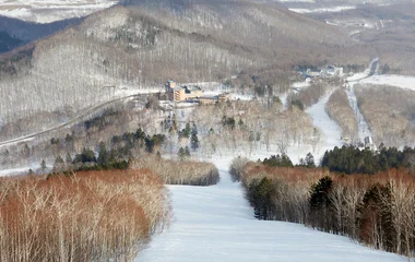 Landscape of snow trails in Sahoro.