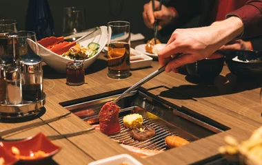 Food being prepared at the table.