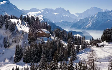 Vista panoramica dos Alpes Suíços
